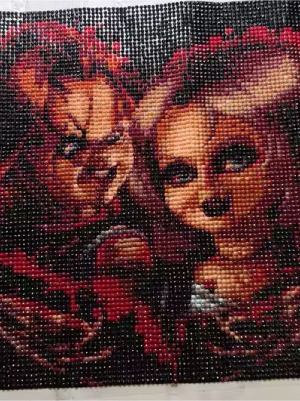 Diamond Art Panel with Red and Black Fantasy Twins